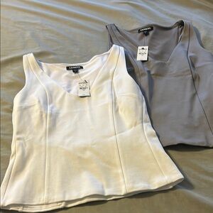 Express Women's White and Gray Tops